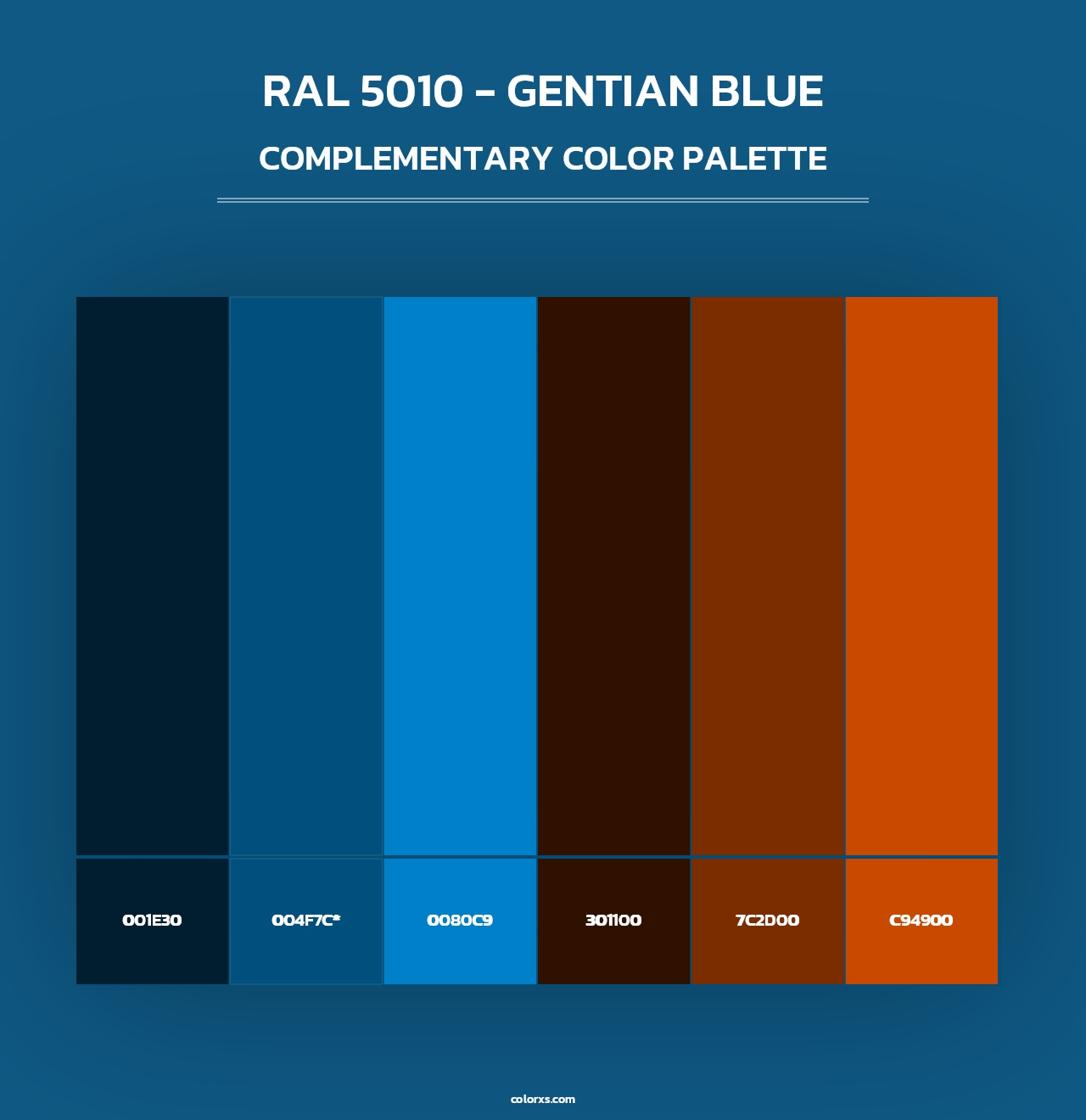 RAL 5010 - Gentian Blue - Complementary Color Palette