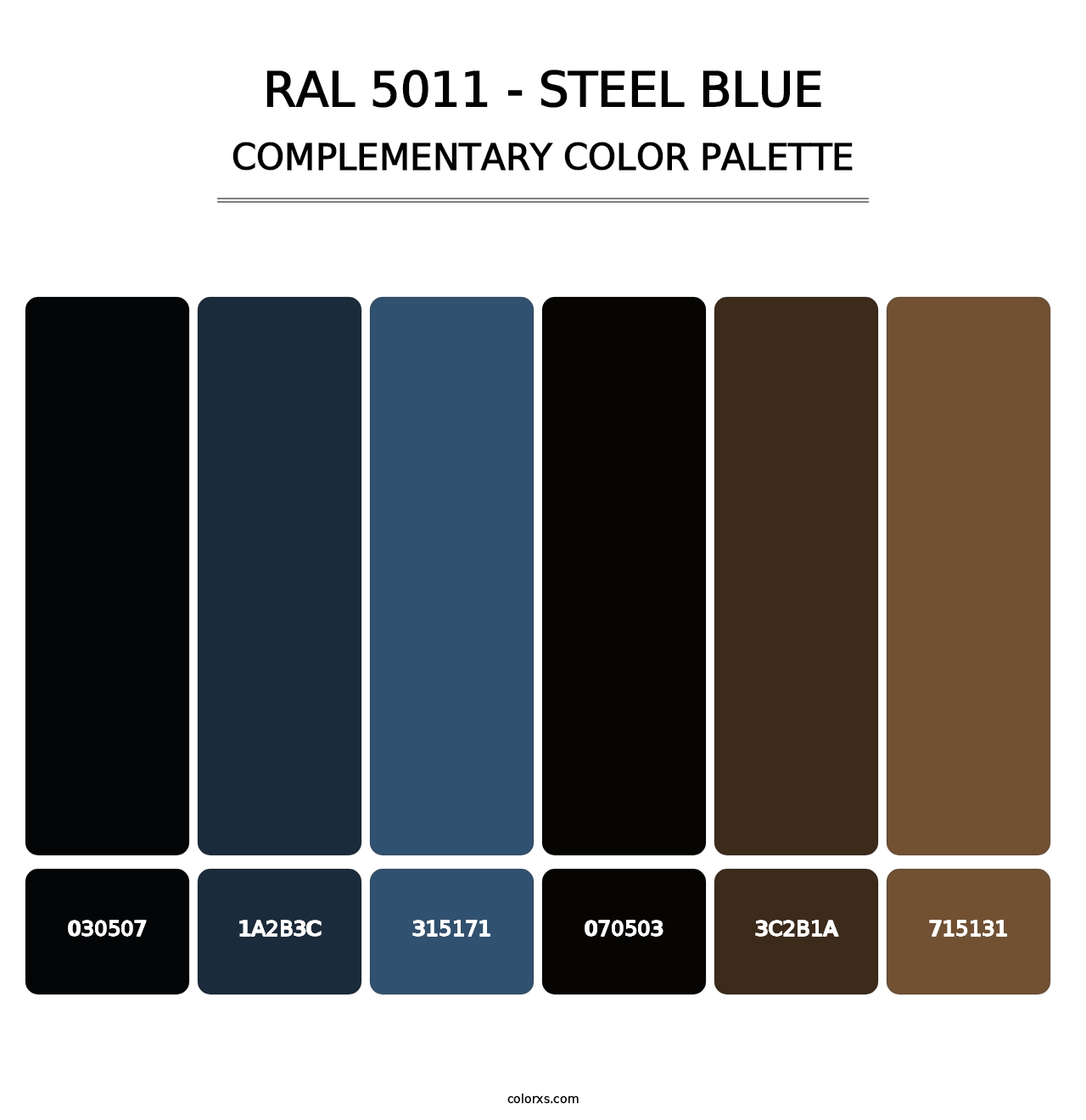 RAL 5011 - Steel Blue - Complementary Color Palette