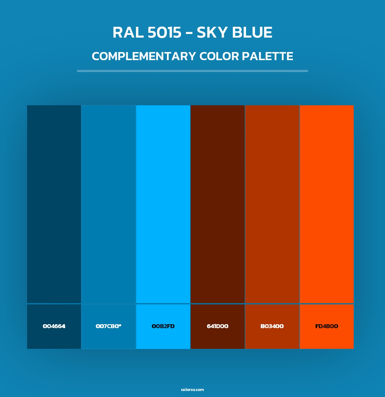 RAL 5015 - Sky Blue - Complementary Color Palette