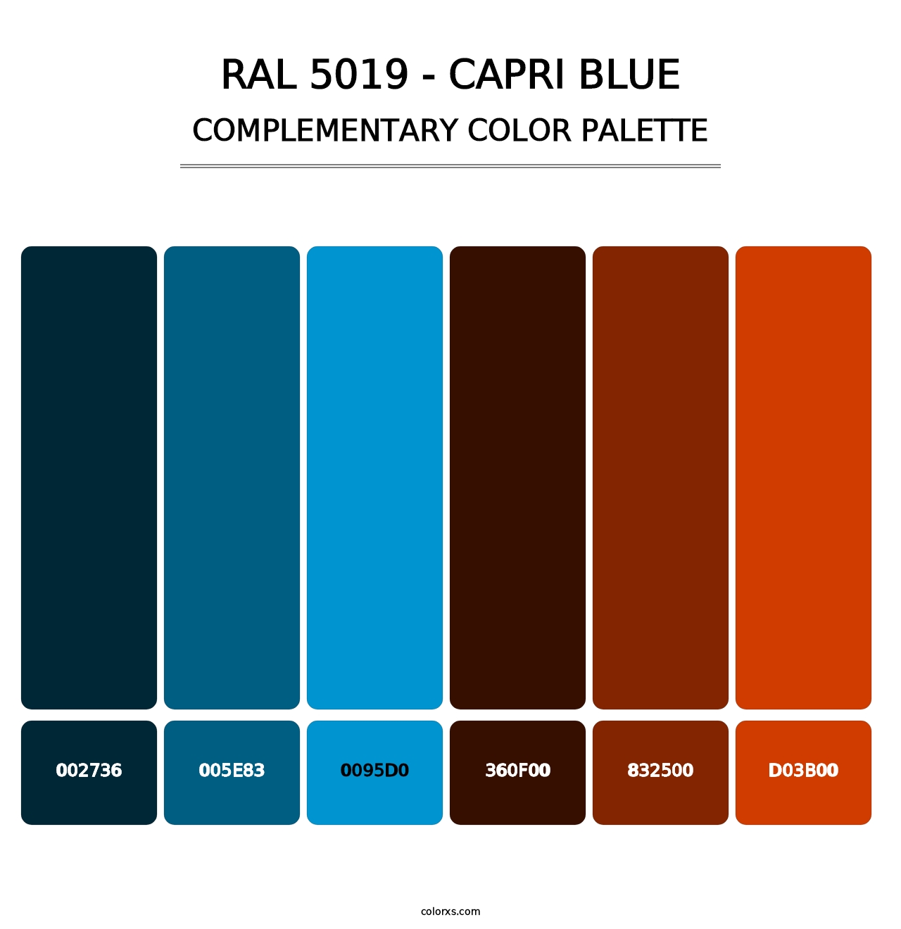 RAL 5019 - Capri Blue - Complementary Color Palette