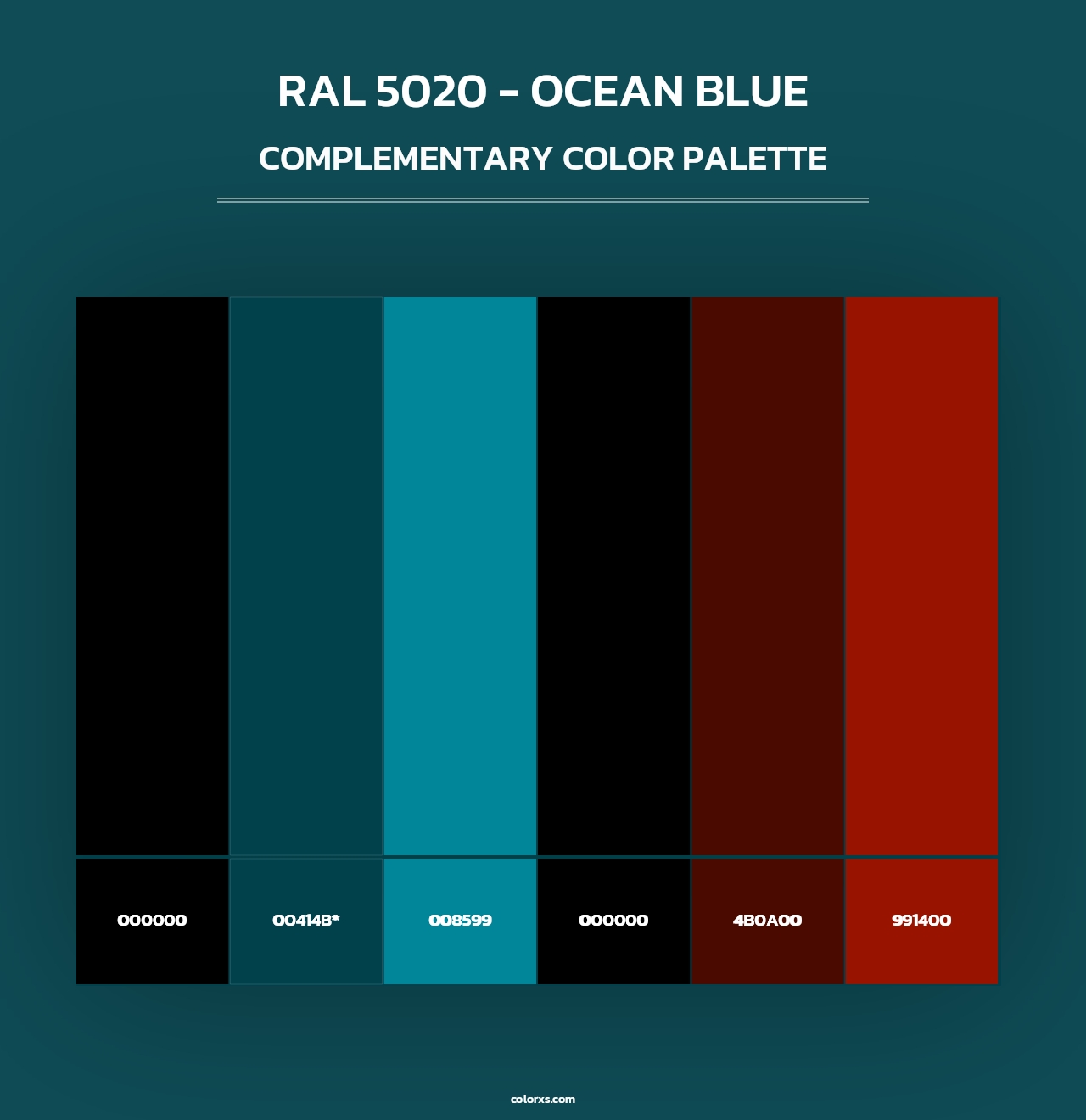 RAL 5020 - Ocean Blue - Complementary Color Palette