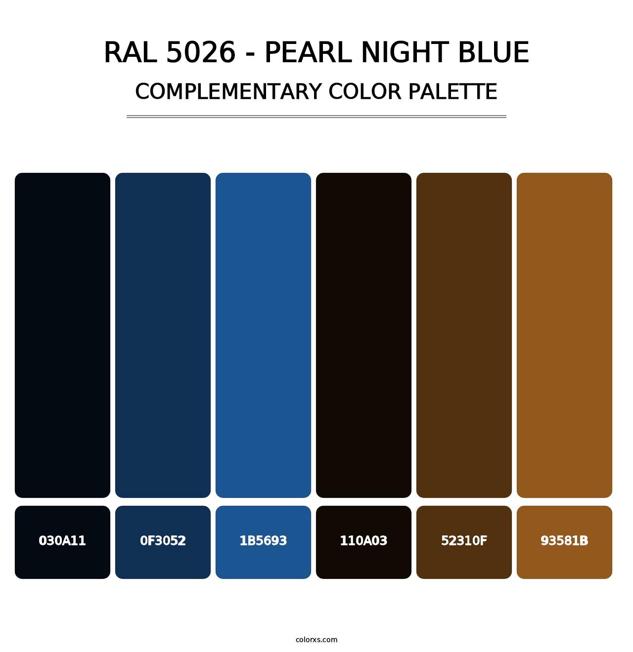 RAL 5026 - Pearl Night Blue - Complementary Color Palette