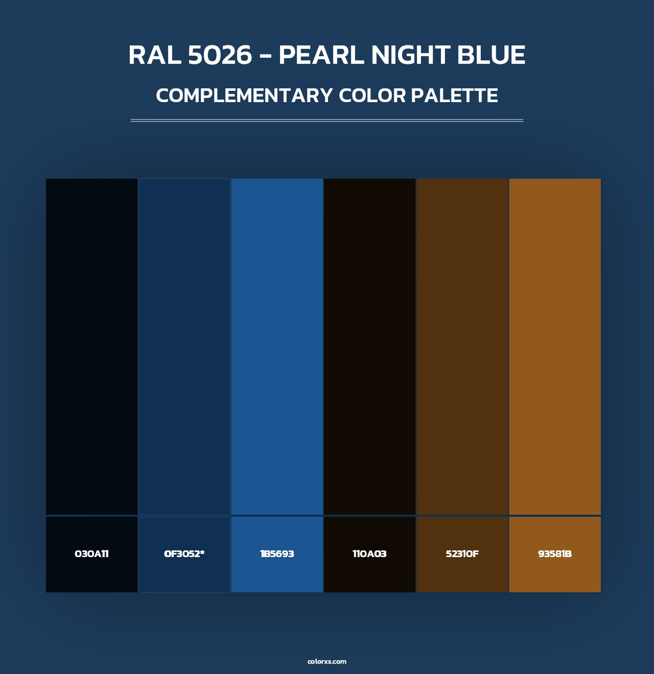 RAL 5026 - Pearl Night Blue - Complementary Color Palette