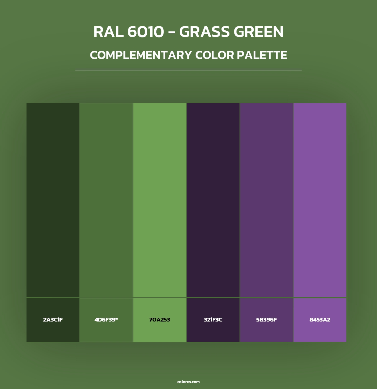 RAL 6010 - Grass Green - Complementary Color Palette