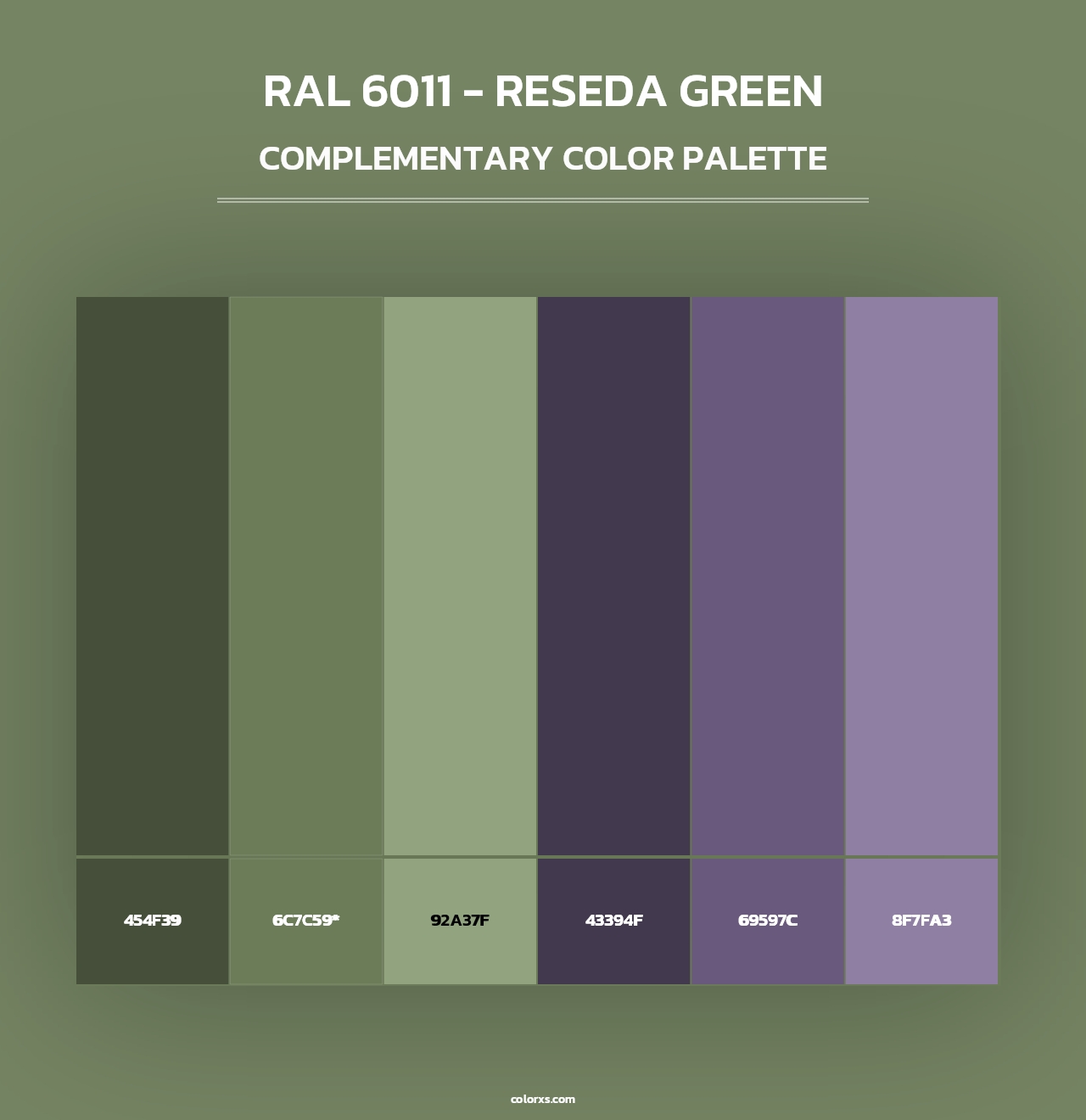 RAL 6011 - Reseda Green - Complementary Color Palette