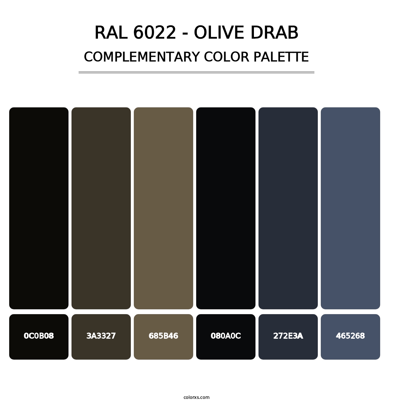 RAL 6022 - Olive Drab - Complementary Color Palette