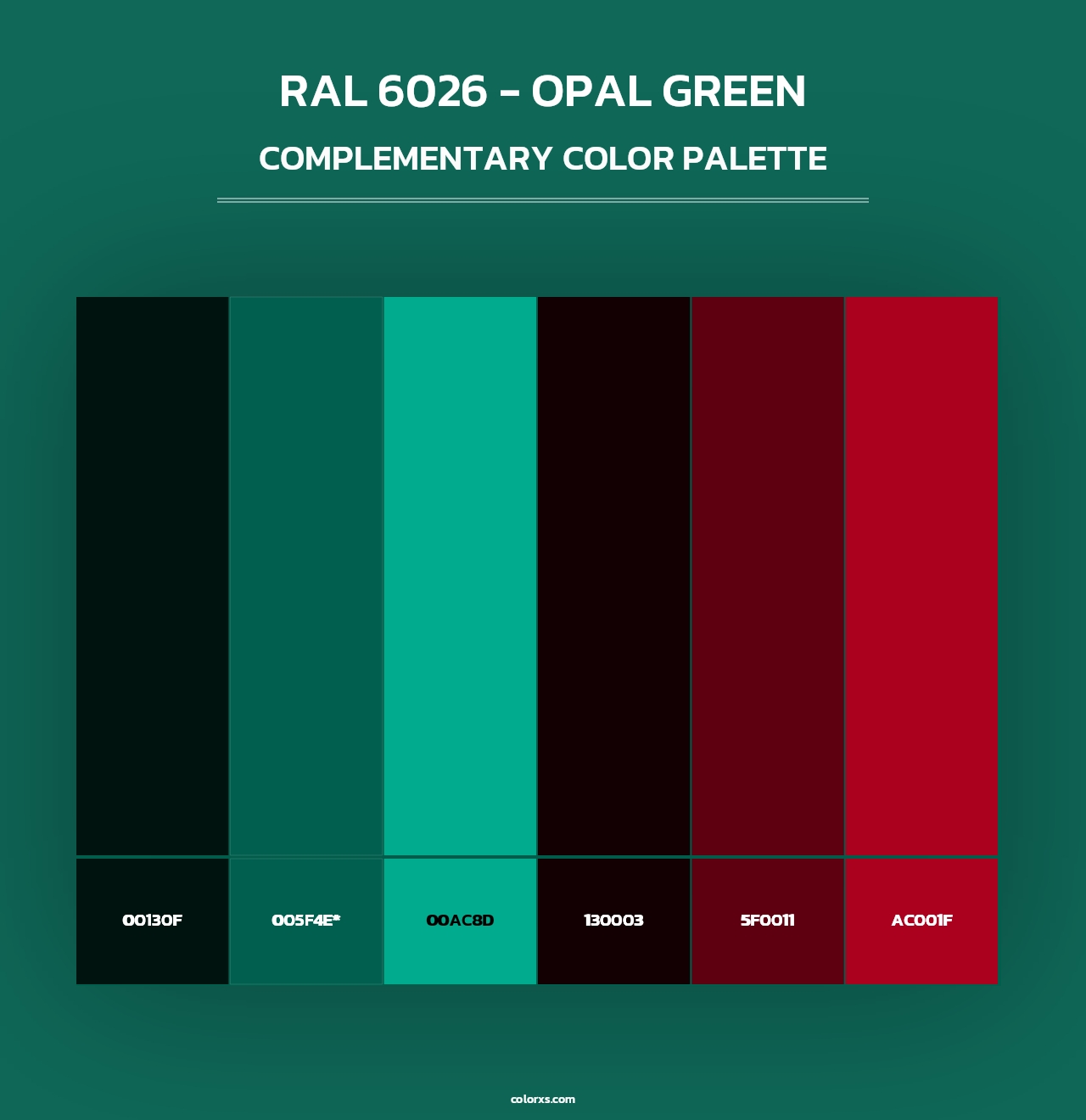 RAL 6026 - Opal Green - Complementary Color Palette