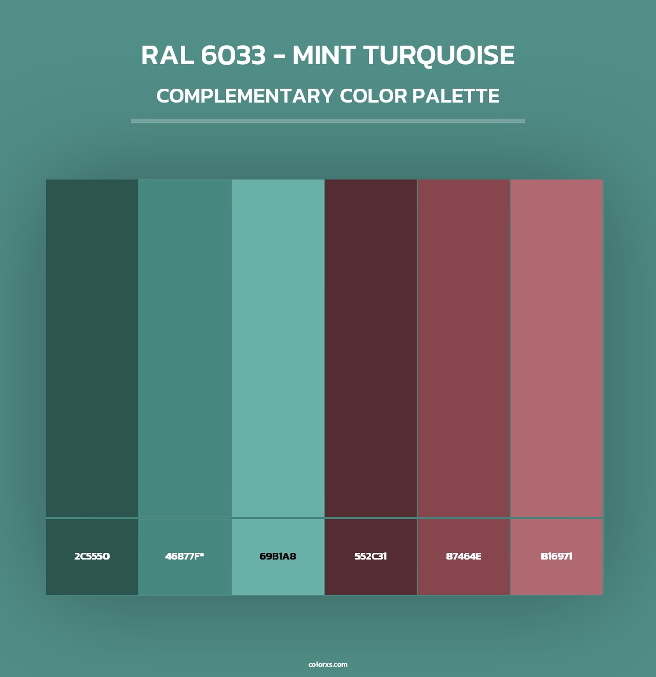 RAL 6033 - Mint Turquoise - Complementary Color Palette