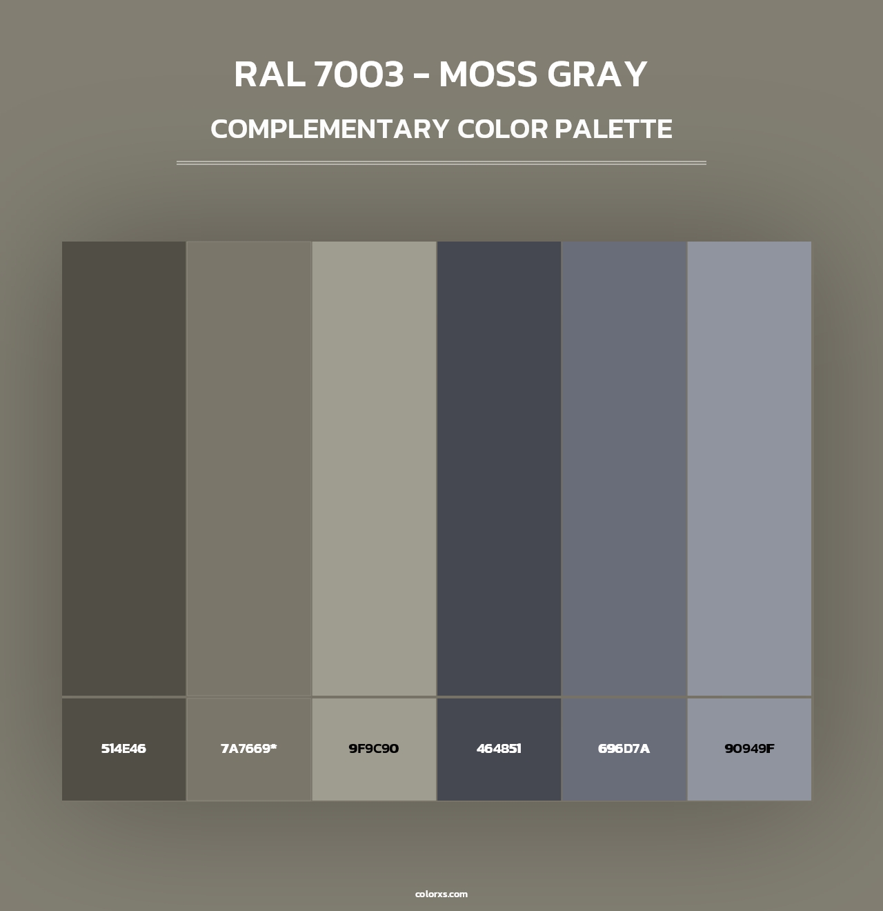 RAL 7003 - Moss Gray - Complementary Color Palette