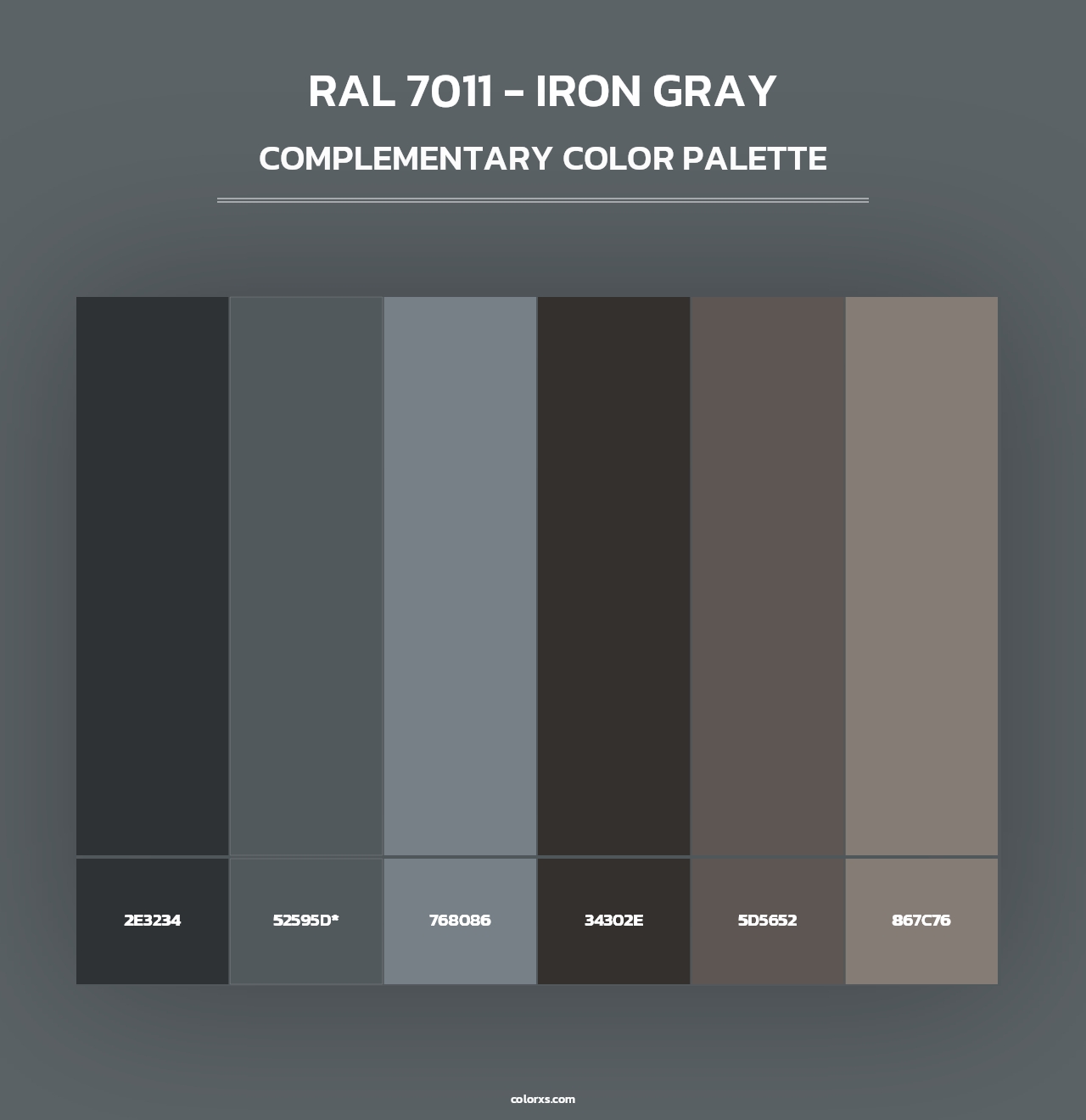 RAL 7011 - Iron Gray - Complementary Color Palette