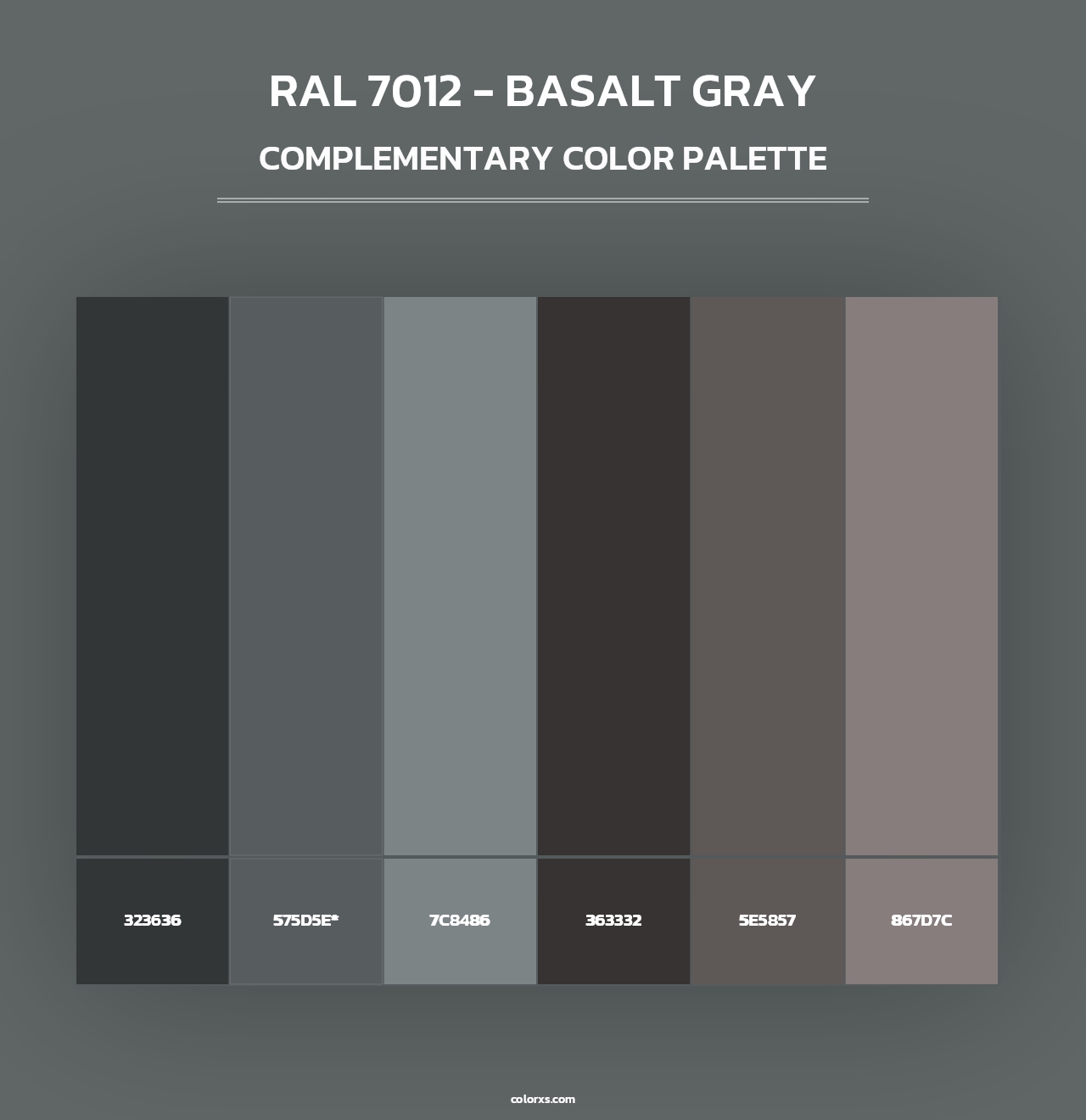 RAL 7012 - Basalt Gray - Complementary Color Palette