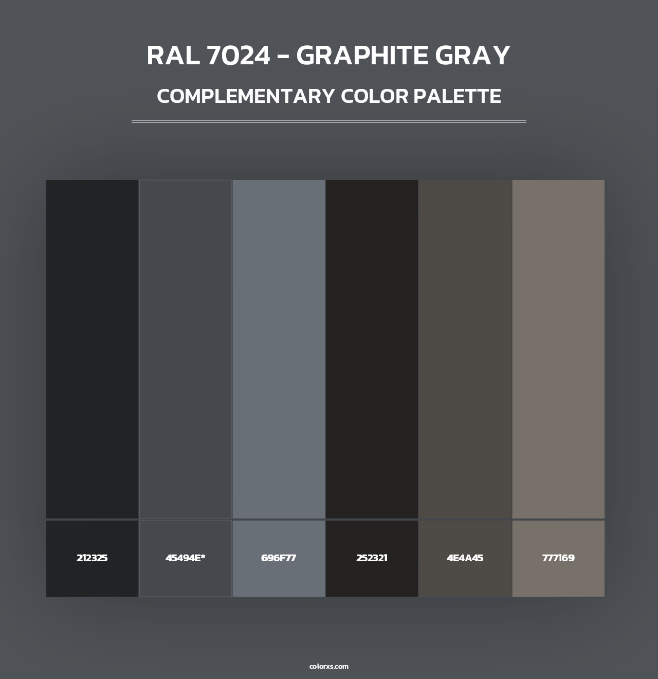 RAL 7024 - Graphite Gray - Complementary Color Palette