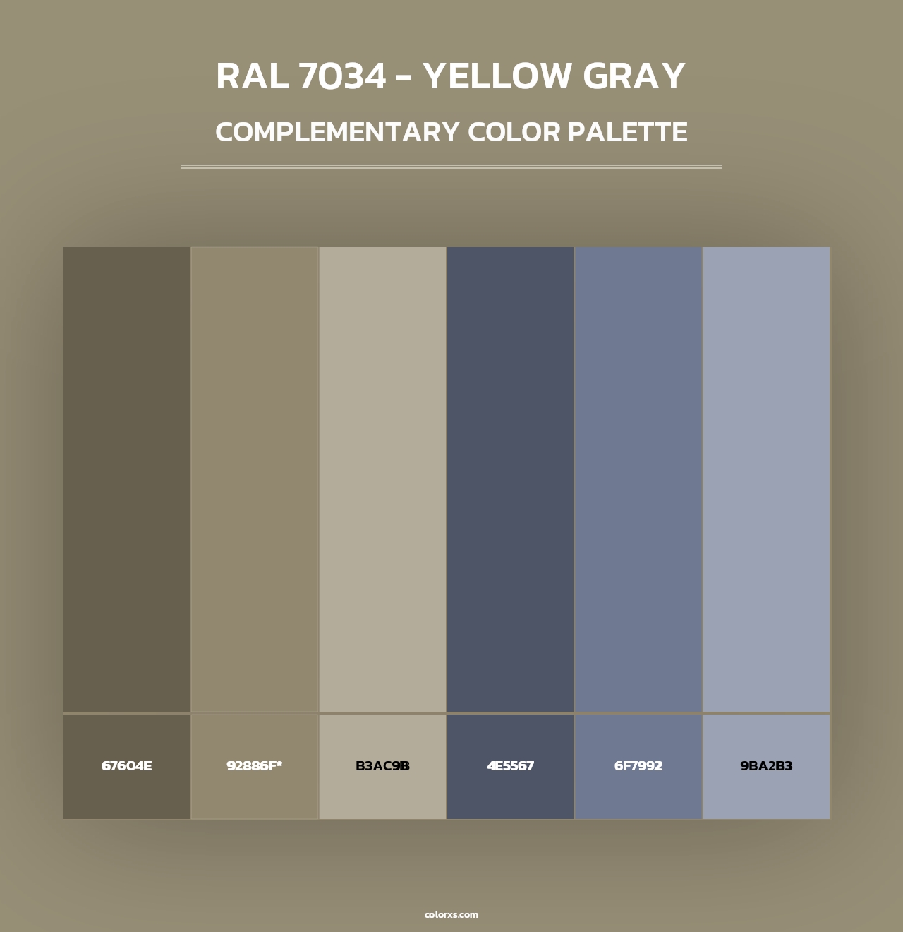 RAL 7034 - Yellow Gray - Complementary Color Palette