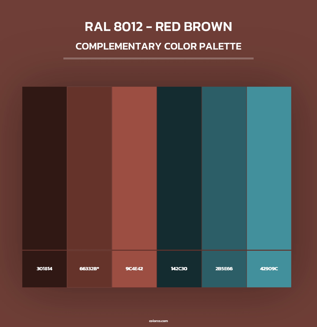 RAL 8012 - Red Brown - Complementary Color Palette