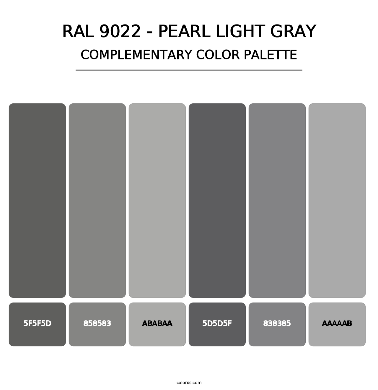 RAL 9022 - Pearl Light Gray - Complementary Color Palette