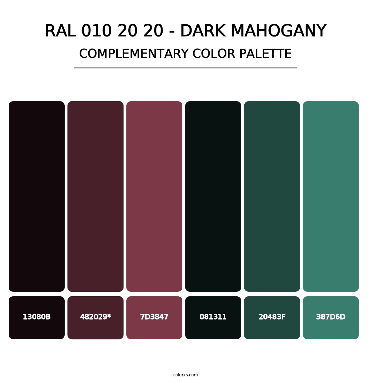 RAL 010 20 20 - Dark Mahogany - Complementary Color Palette