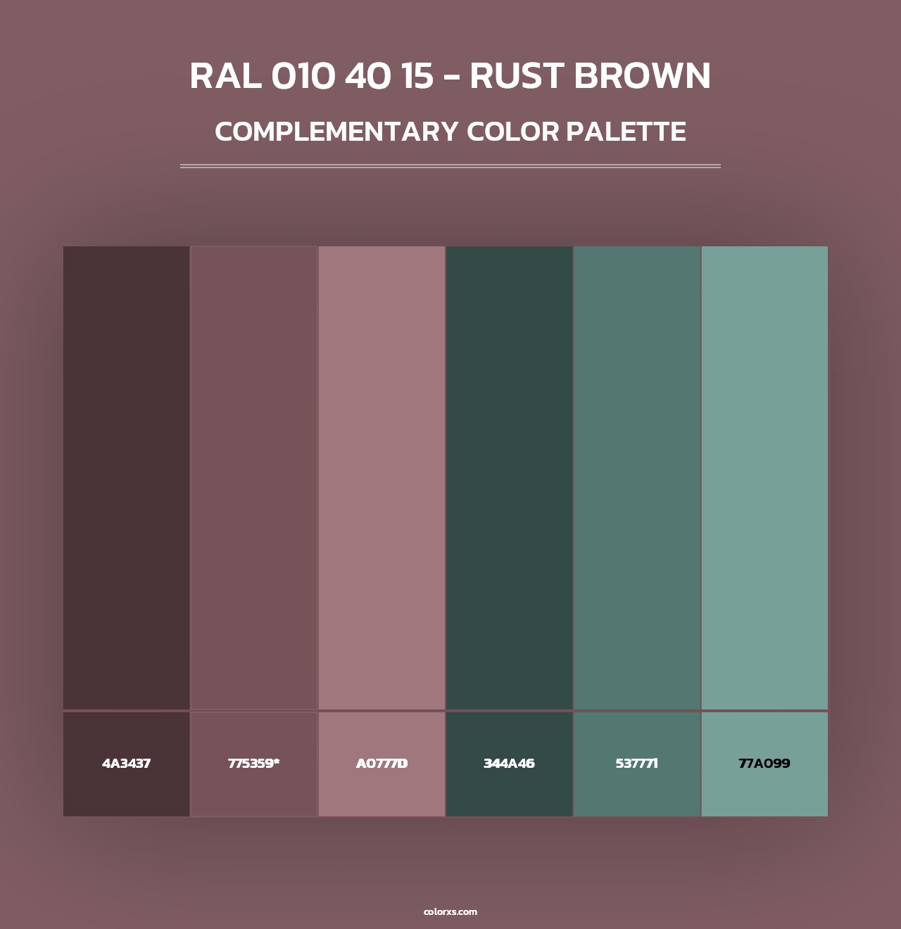 RAL 010 40 15 - Rust Brown - Complementary Color Palette