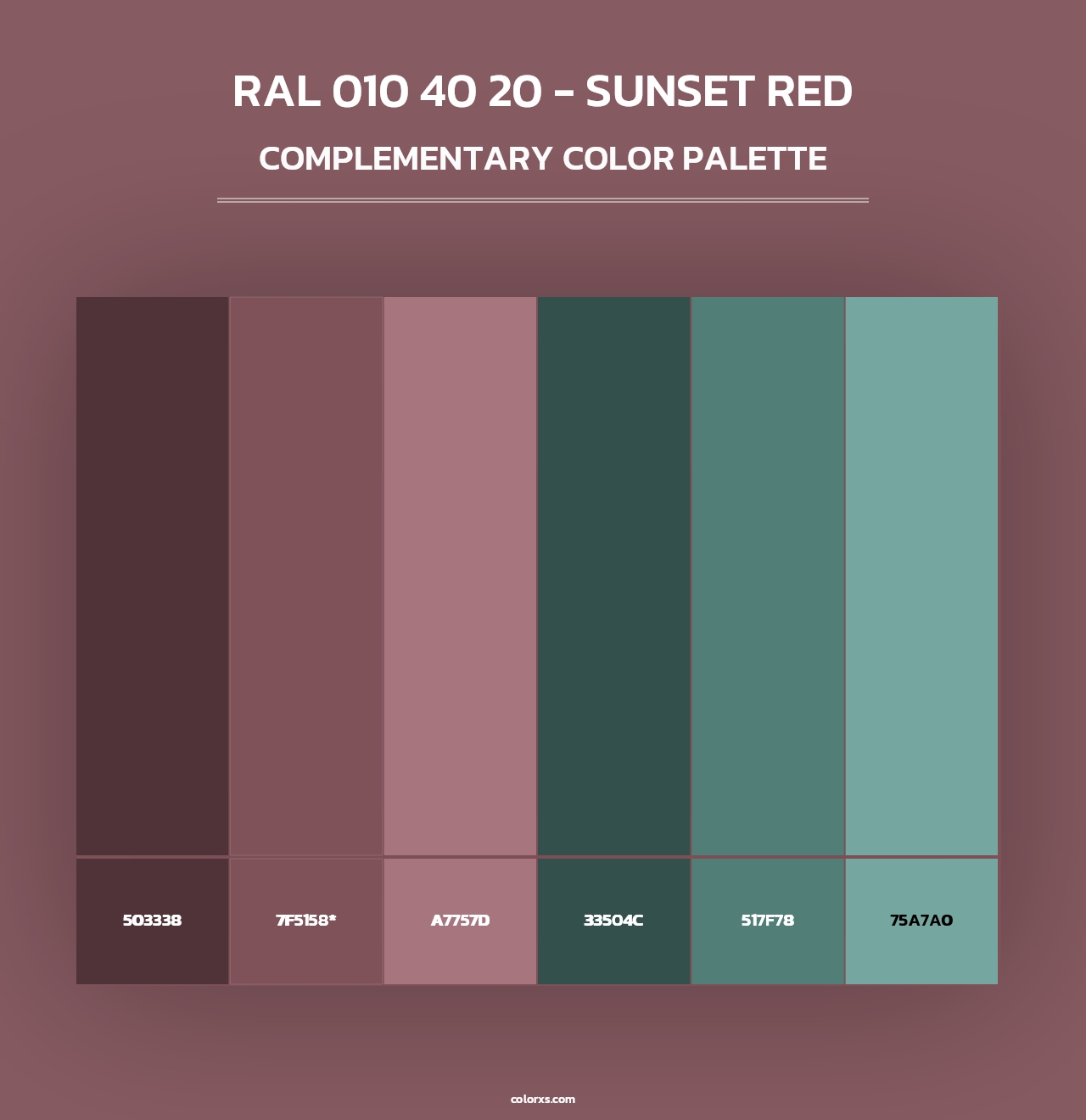 RAL 010 40 20 - Sunset Red - Complementary Color Palette
