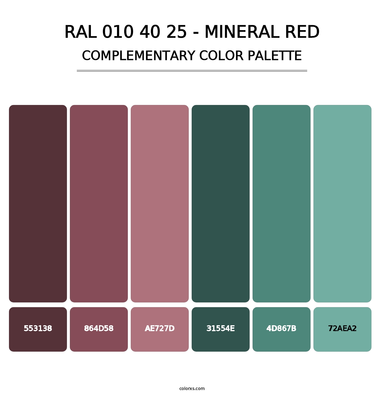 RAL 010 40 25 - Mineral Red - Complementary Color Palette