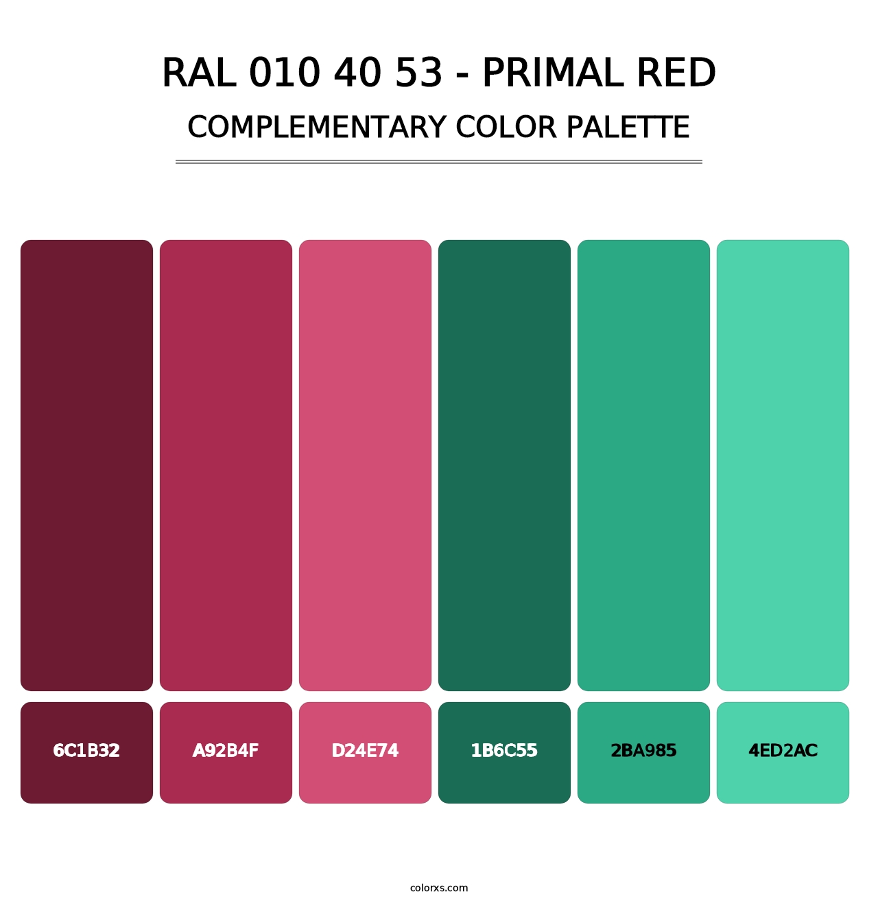 RAL 010 40 53 - Primal Red - Complementary Color Palette