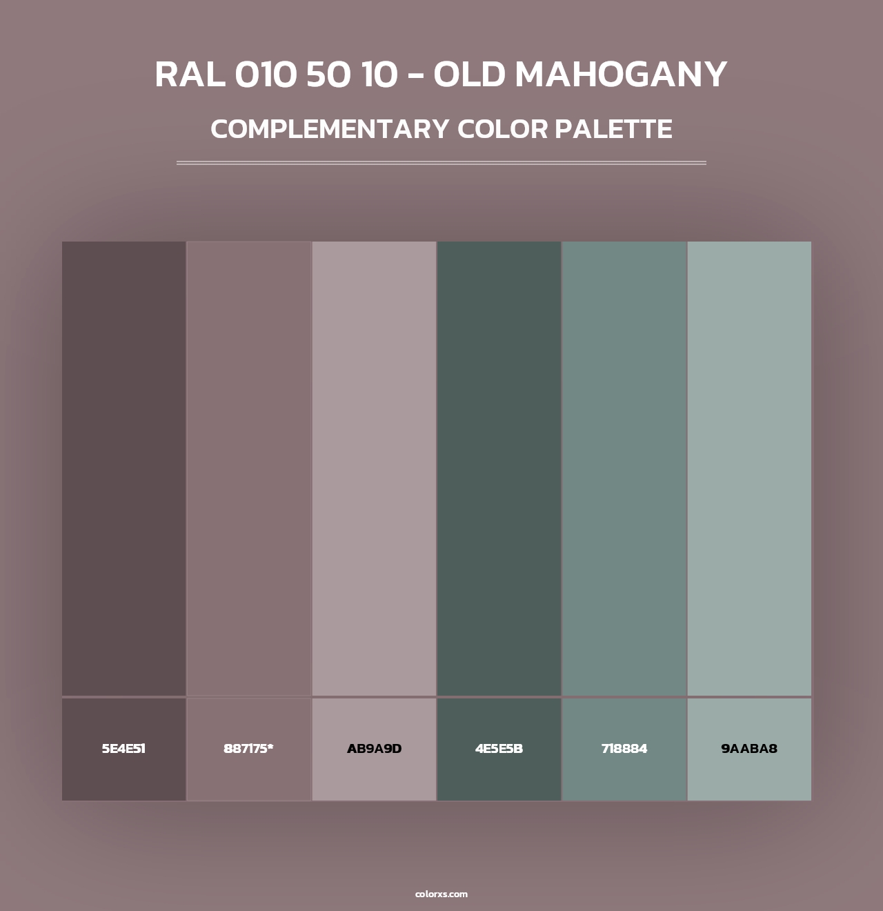 RAL 010 50 10 - Old Mahogany - Complementary Color Palette