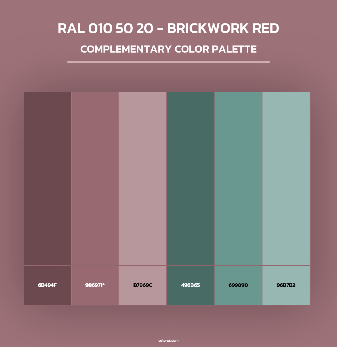 RAL 010 50 20 - Brickwork Red - Complementary Color Palette