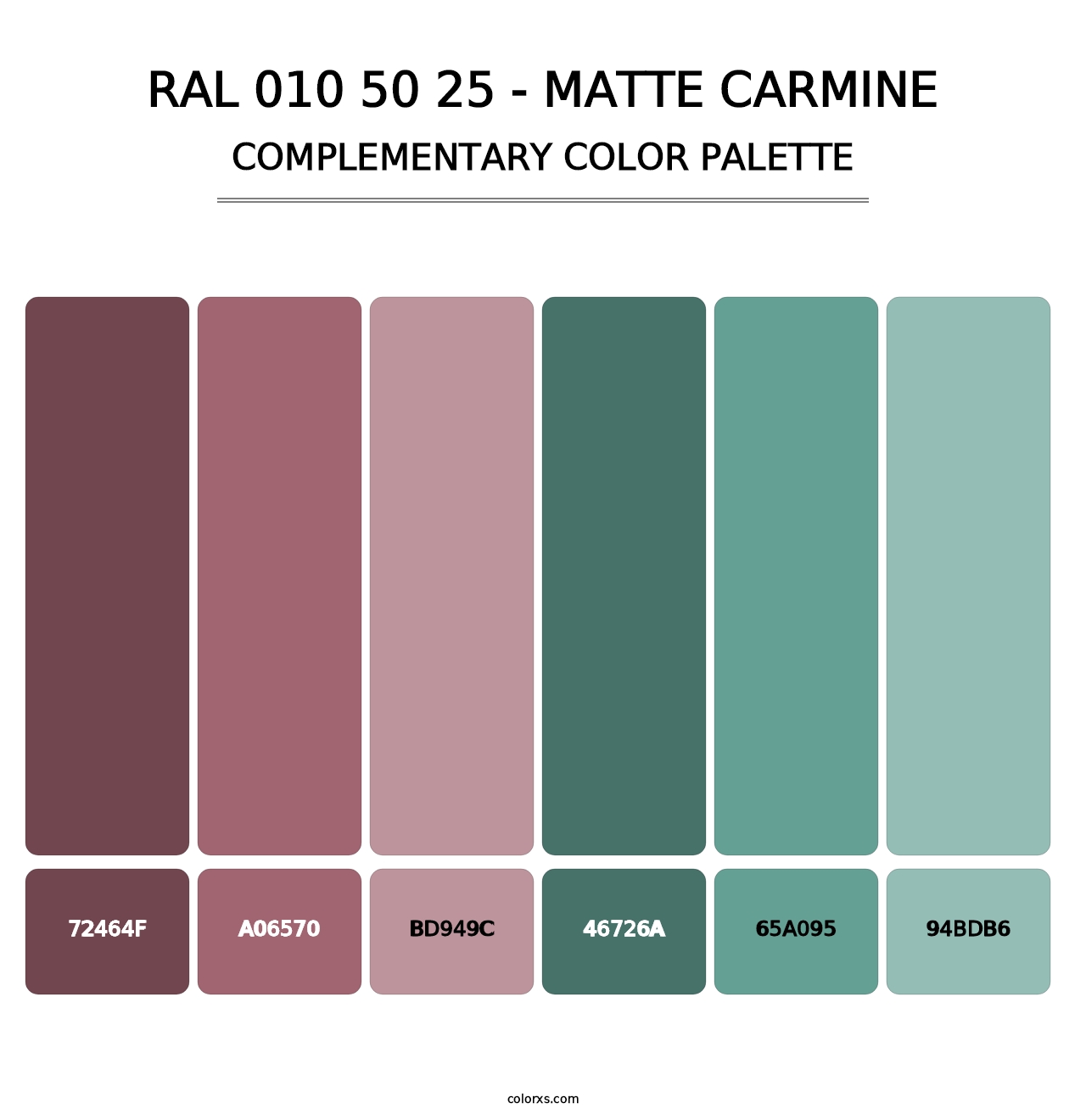 RAL 010 50 25 - Matte Carmine - Complementary Color Palette