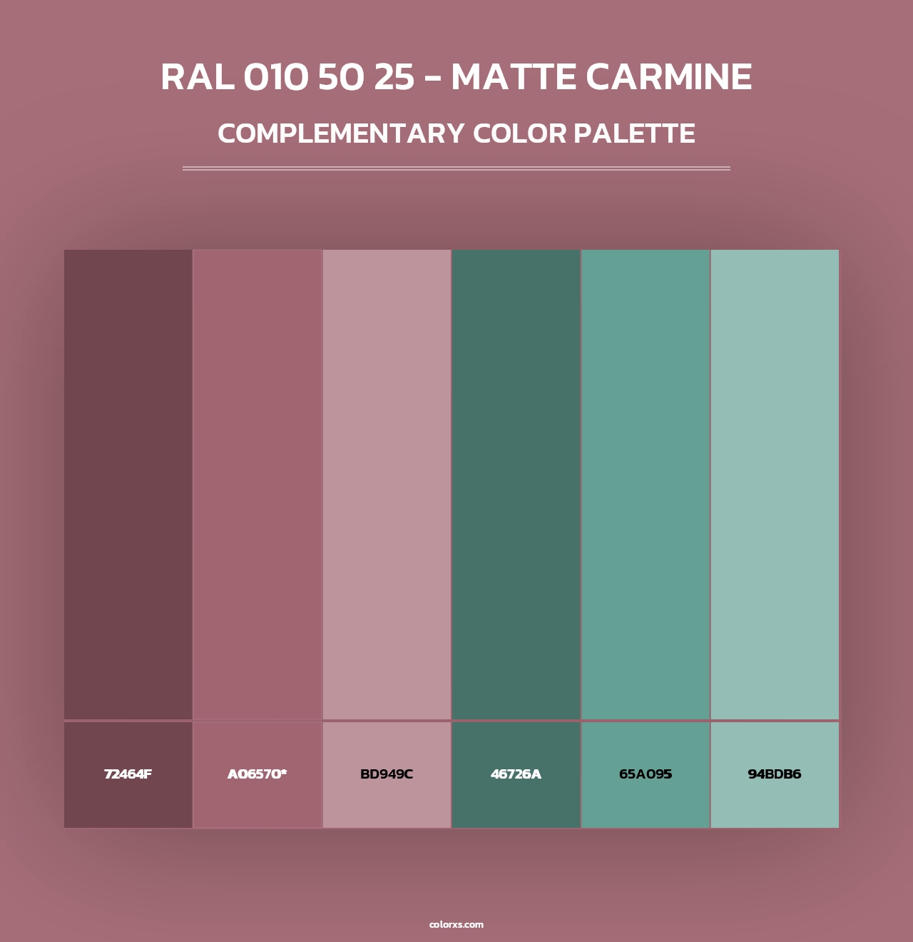 RAL 010 50 25 - Matte Carmine - Complementary Color Palette