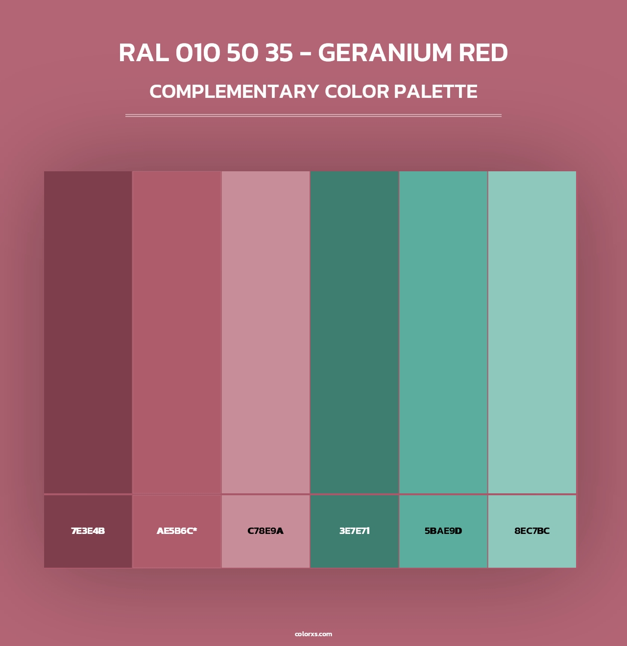 RAL 010 50 35 - Geranium Red - Complementary Color Palette