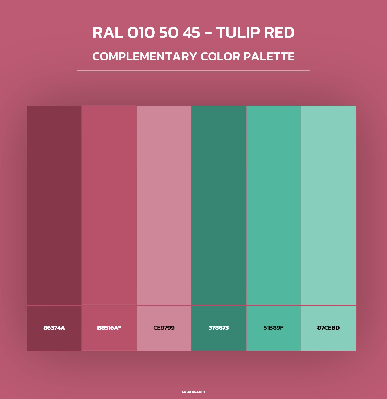 RAL 010 50 45 - Tulip Red - Complementary Color Palette