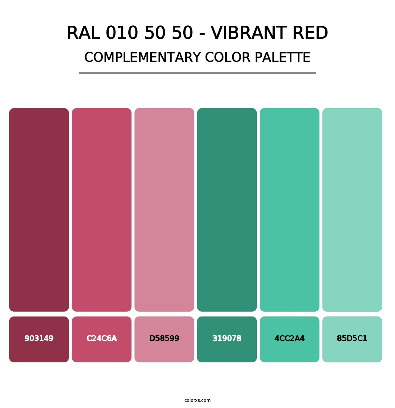 RAL 010 50 50 - Vibrant Red - Complementary Color Palette