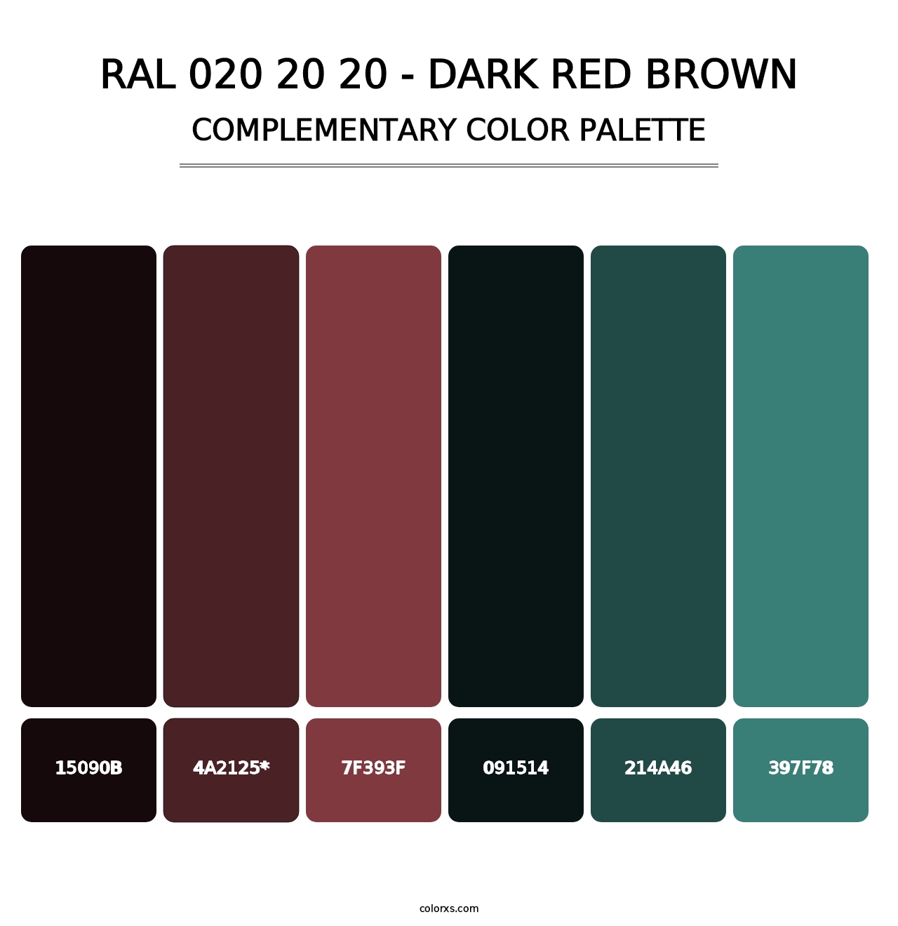 RAL 020 20 20 - Dark Red Brown - Complementary Color Palette