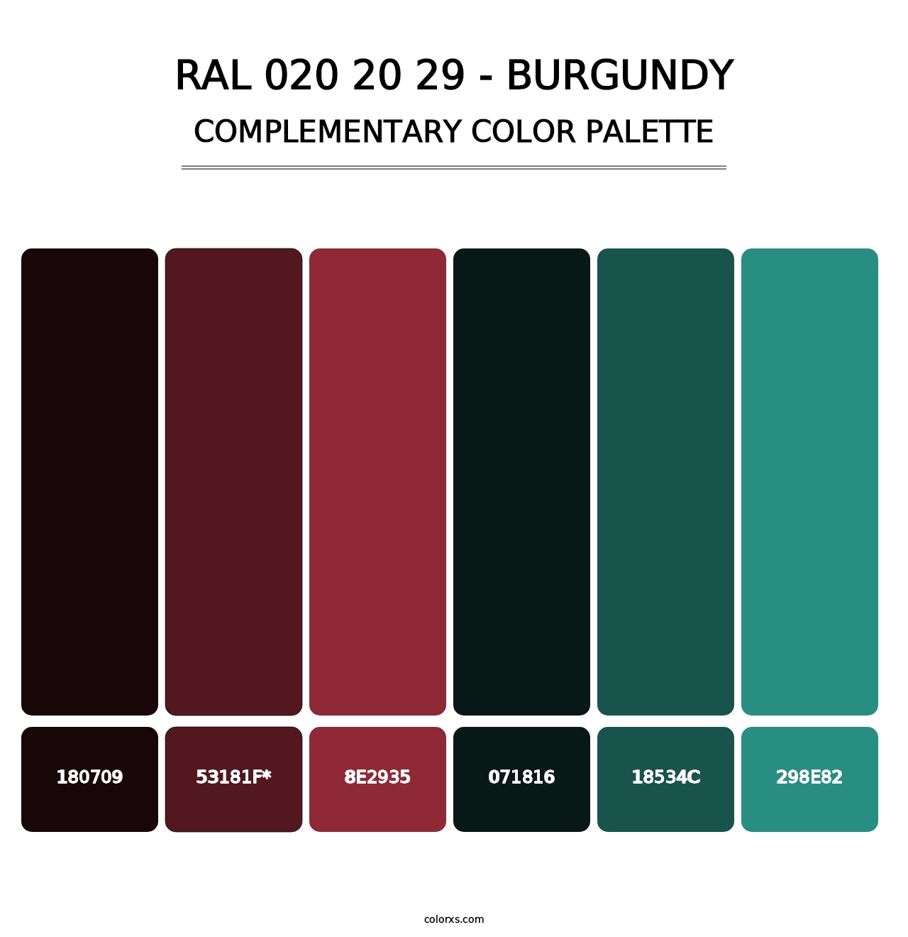 RAL 020 20 29 - Burgundy - Complementary Color Palette