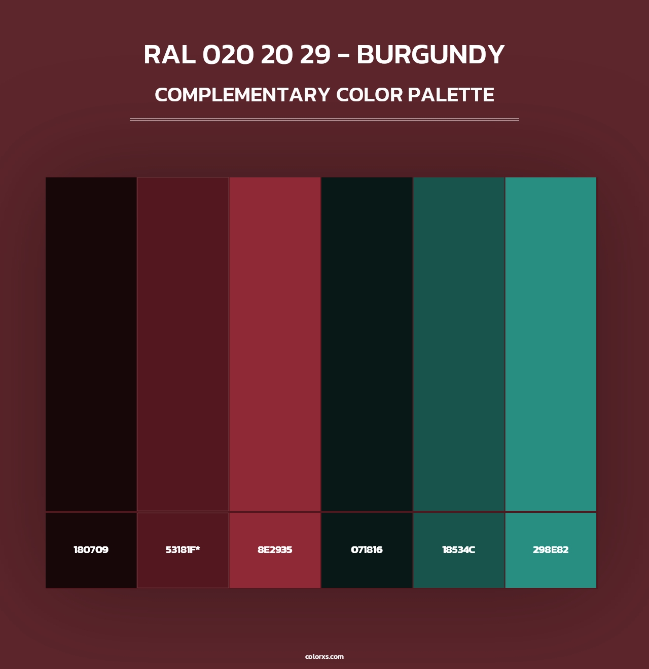 RAL 020 20 29 - Burgundy - Complementary Color Palette