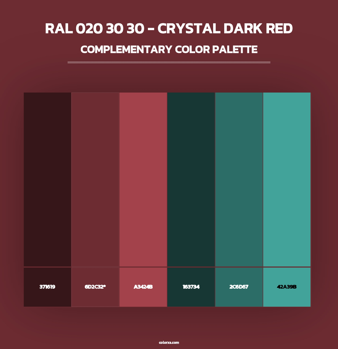 RAL 020 30 30 - Crystal Dark Red - Complementary Color Palette