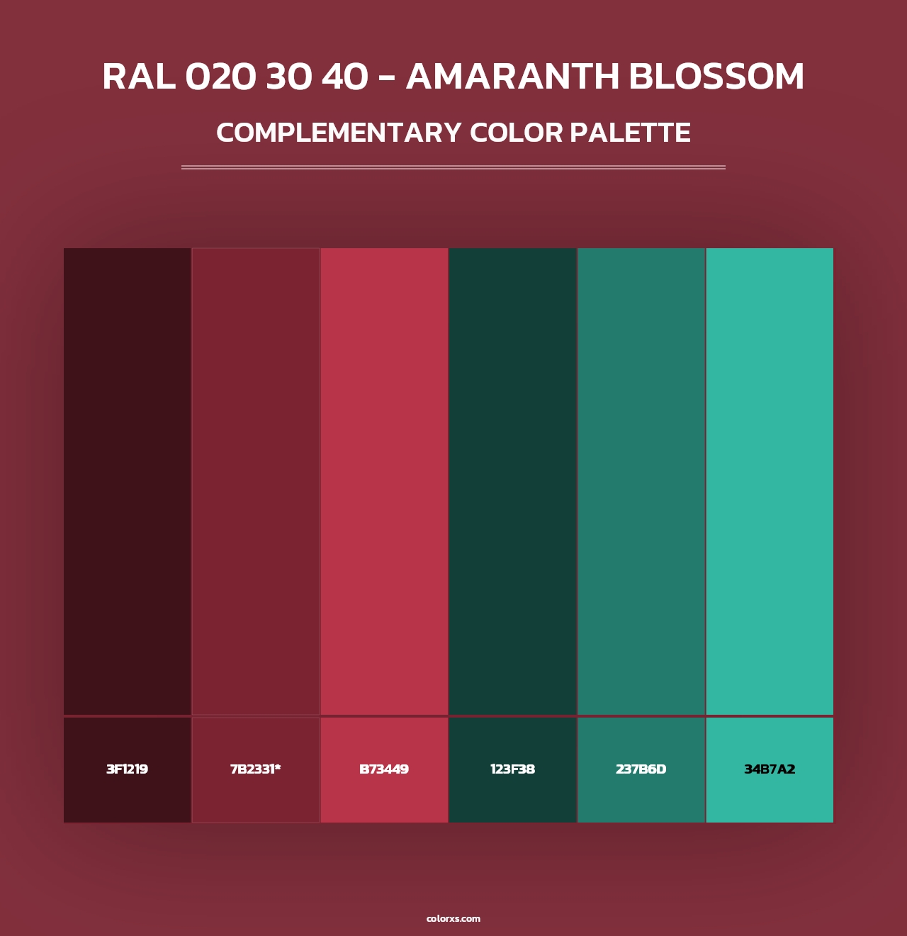 RAL 020 30 40 - Amaranth Blossom - Complementary Color Palette
