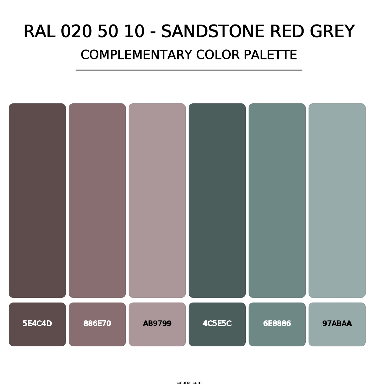 RAL 020 50 10 - Sandstone Red Grey - Complementary Color Palette