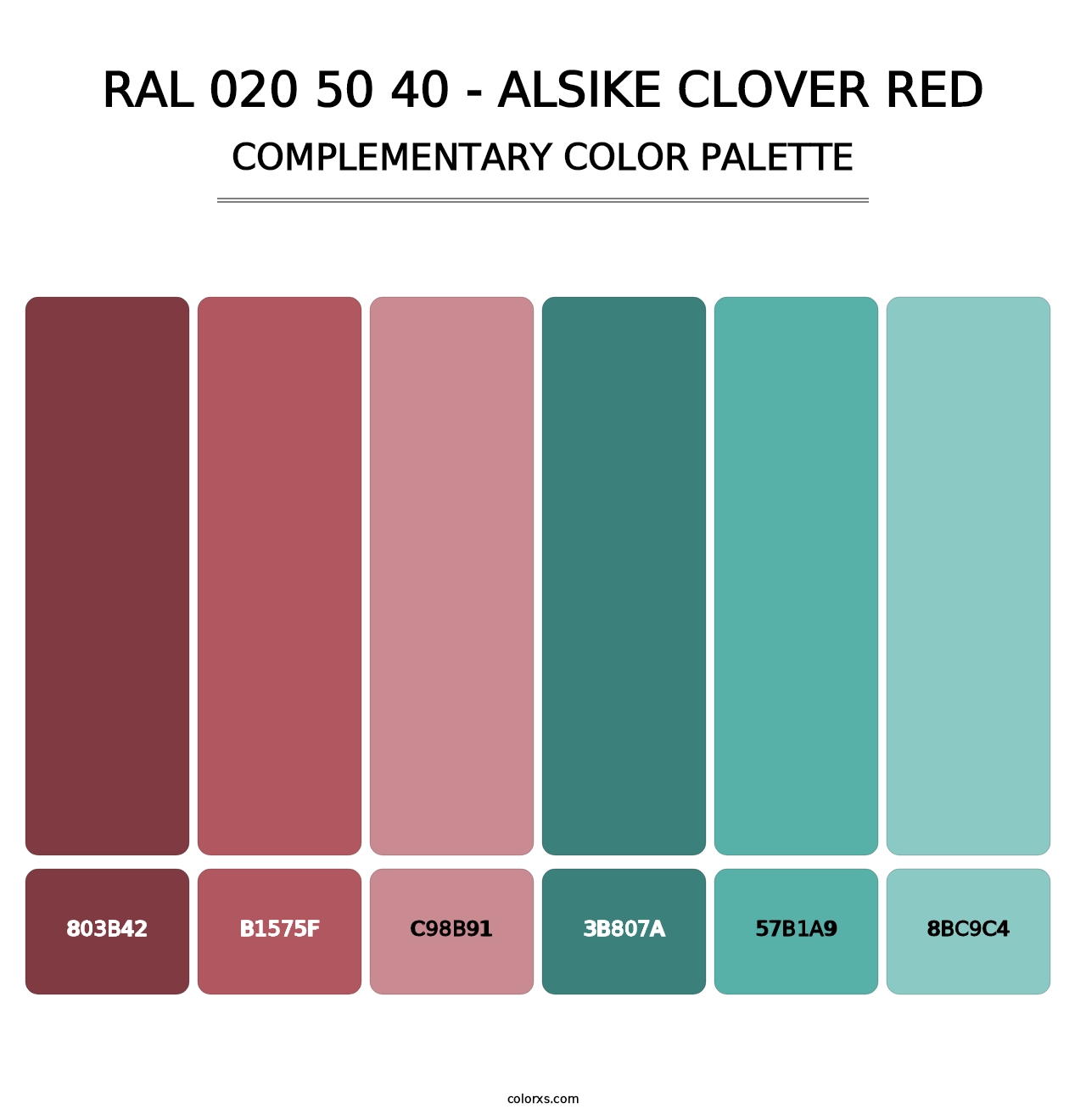 RAL 020 50 40 - Alsike Clover Red - Complementary Color Palette