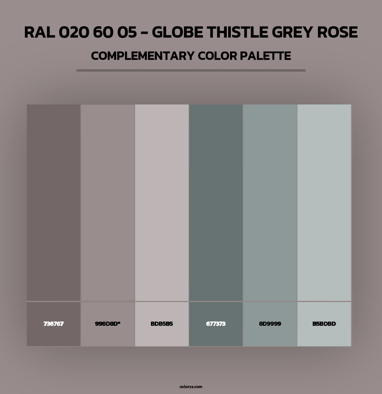 RAL 020 60 05 - Globe Thistle Grey Rose - Complementary Color Palette