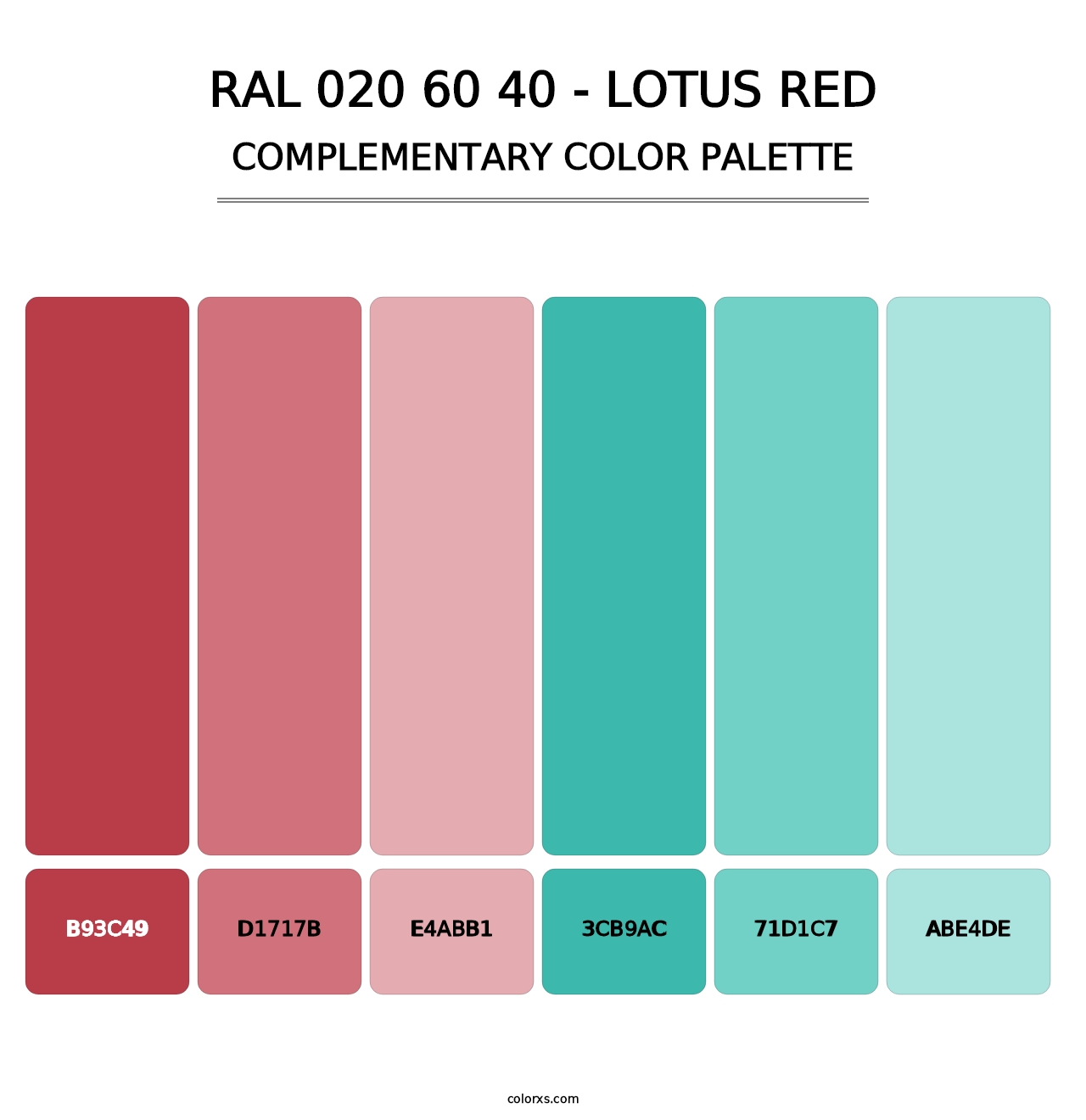 RAL 020 60 40 - Lotus Red - Complementary Color Palette