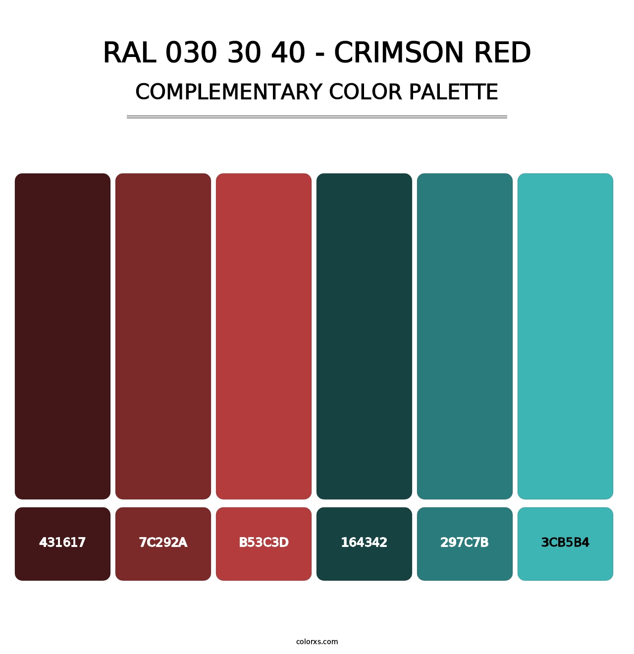 RAL 030 30 40 - Crimson Red - Complementary Color Palette