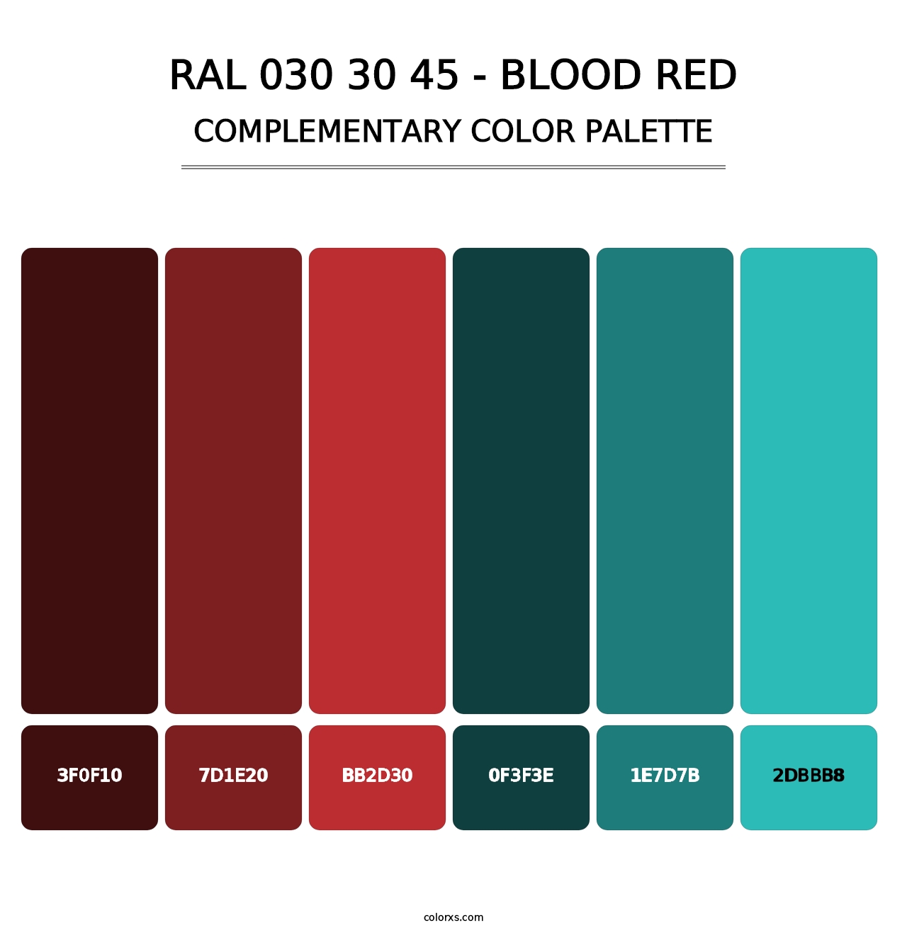 RAL 030 30 45 - Blood Red - Complementary Color Palette