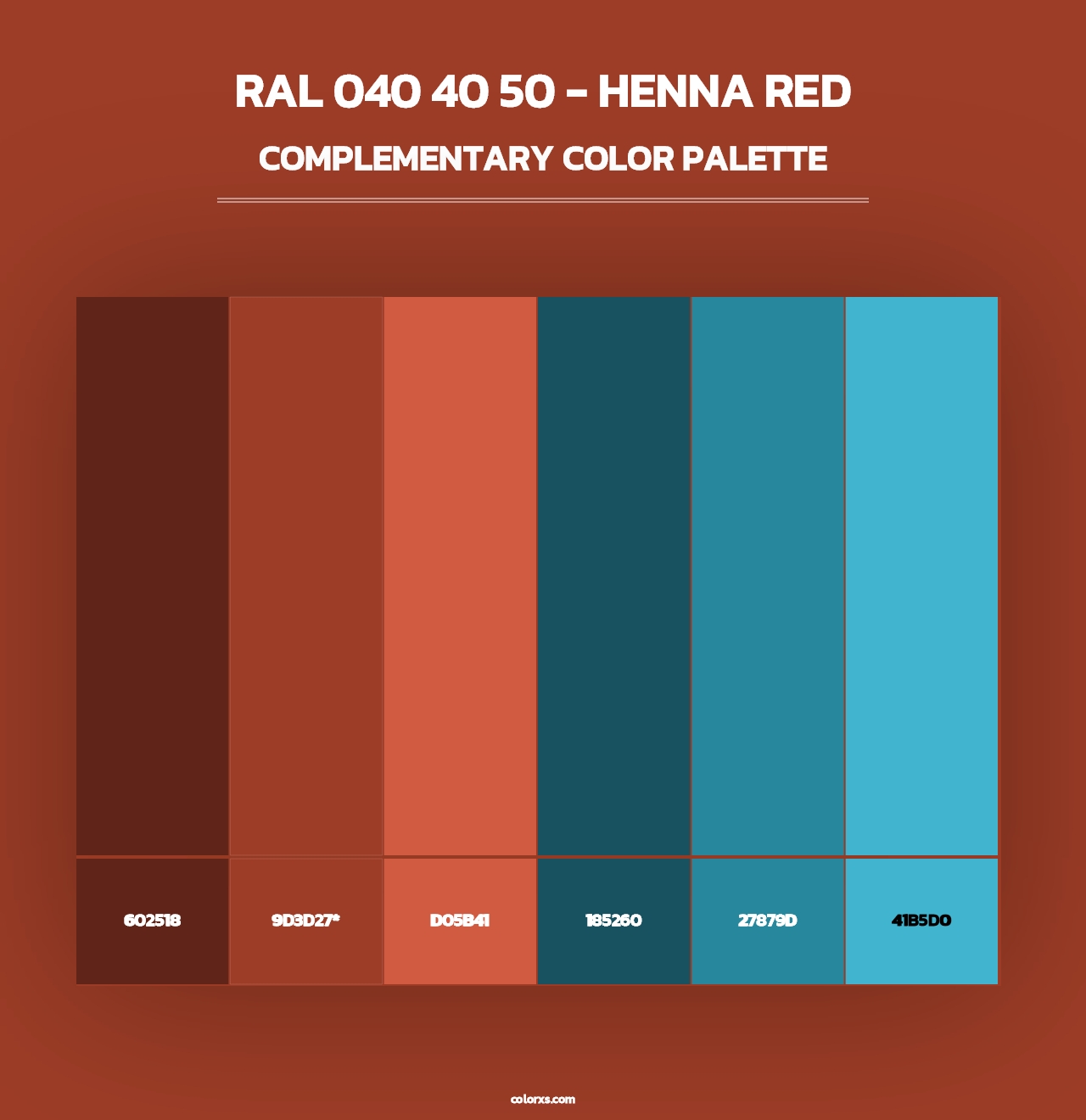 RAL 040 40 50 - Henna Red - Complementary Color Palette