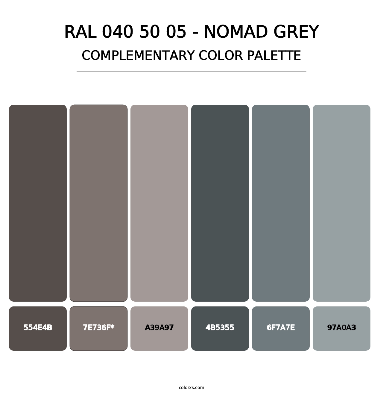 RAL 040 50 05 - Nomad Grey - Complementary Color Palette
