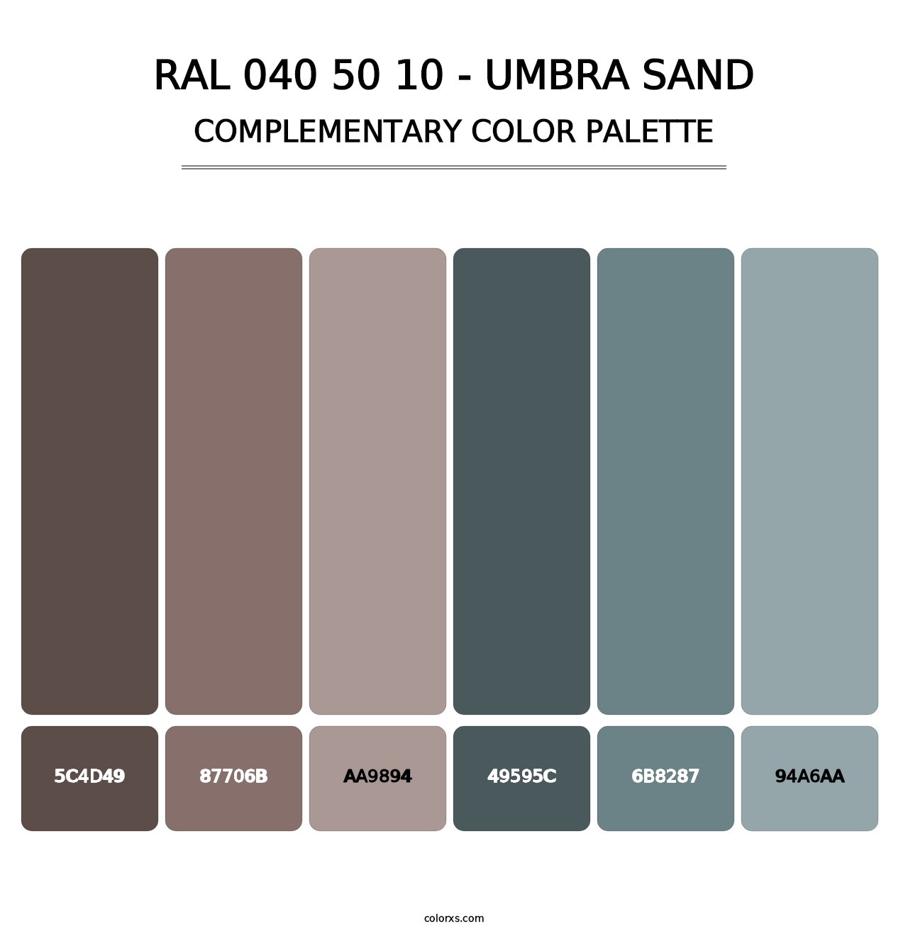RAL 040 50 10 - Umbra Sand - Complementary Color Palette
