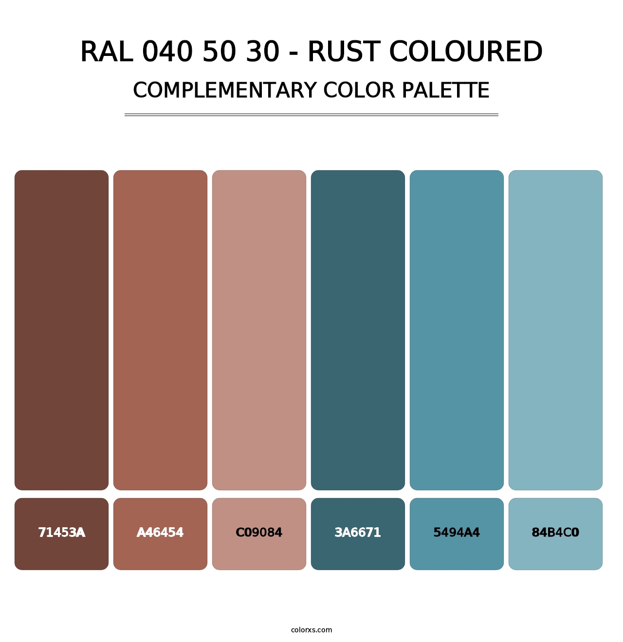 RAL 040 50 30 - Rust Coloured - Complementary Color Palette