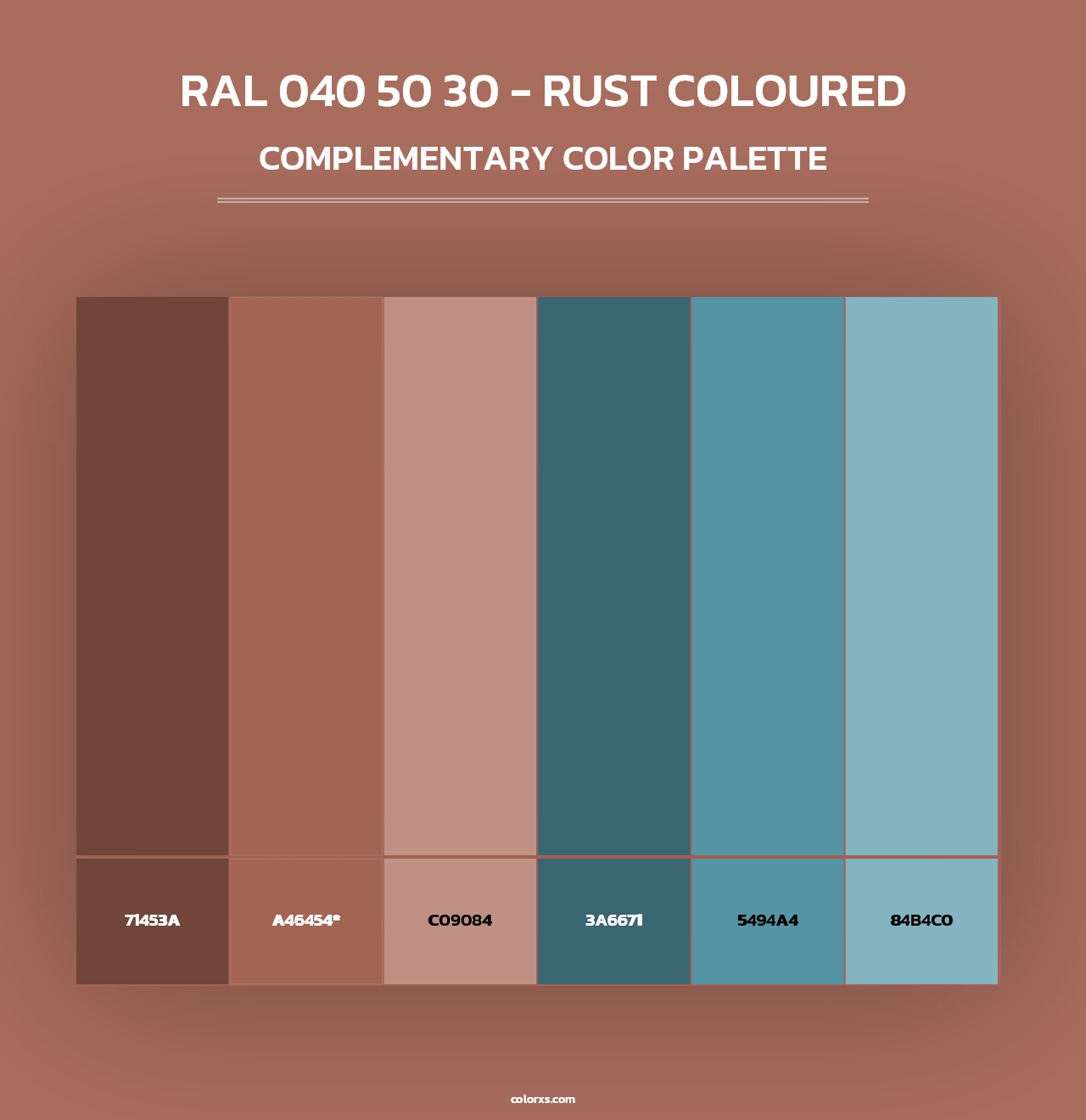 RAL 040 50 30 - Rust Coloured - Complementary Color Palette