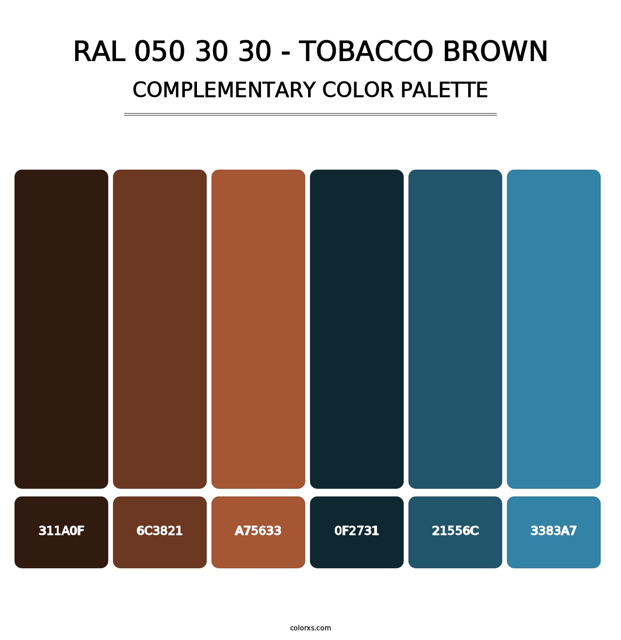 RAL 050 30 30 - Tobacco Brown - Complementary Color Palette
