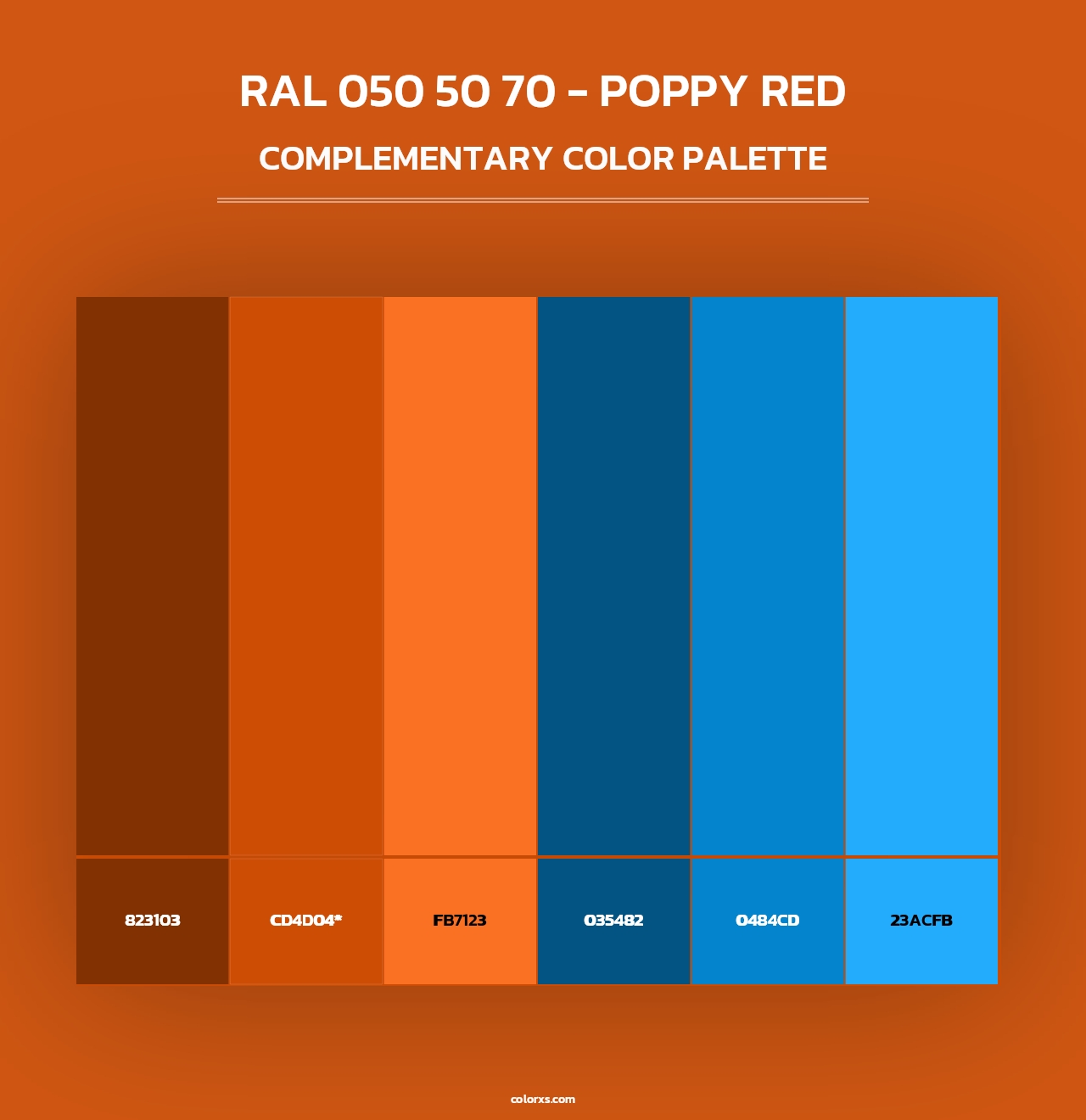 RAL 050 50 70 - Poppy Red - Complementary Color Palette