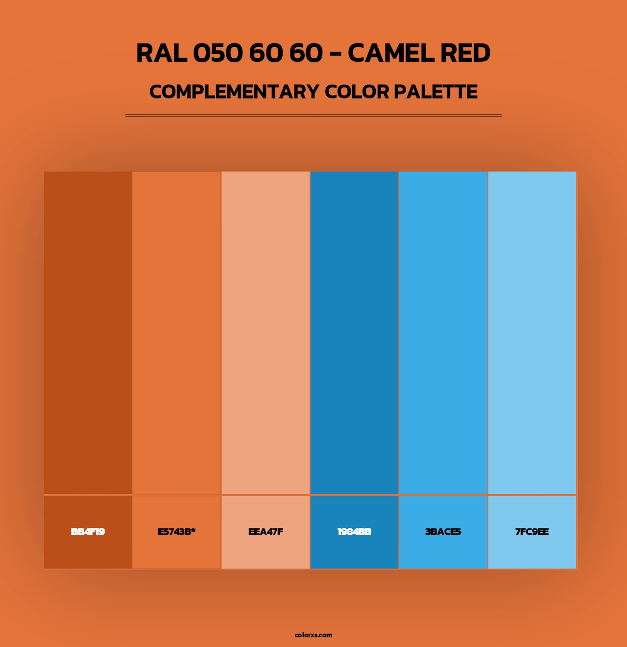 RAL 050 60 60 - Camel Red - Complementary Color Palette